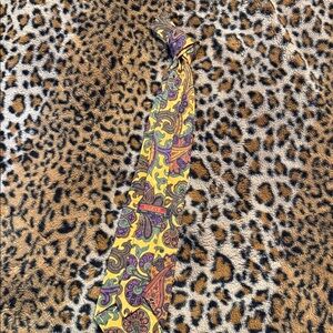 Herve Paris, Milan, pure silk, gold, and purple paisley tie